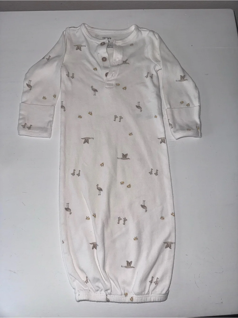 Unbranded Cream & White Baby Gown Set - Soft Sleepwear